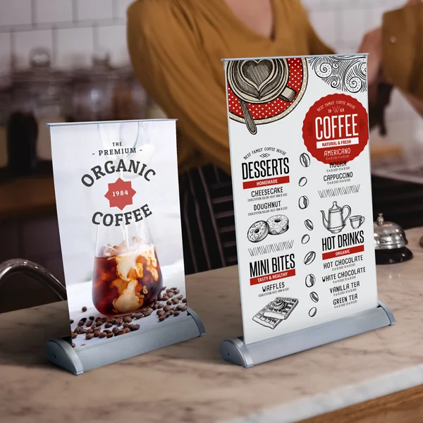 Pancartas retráctiles de sobremesa